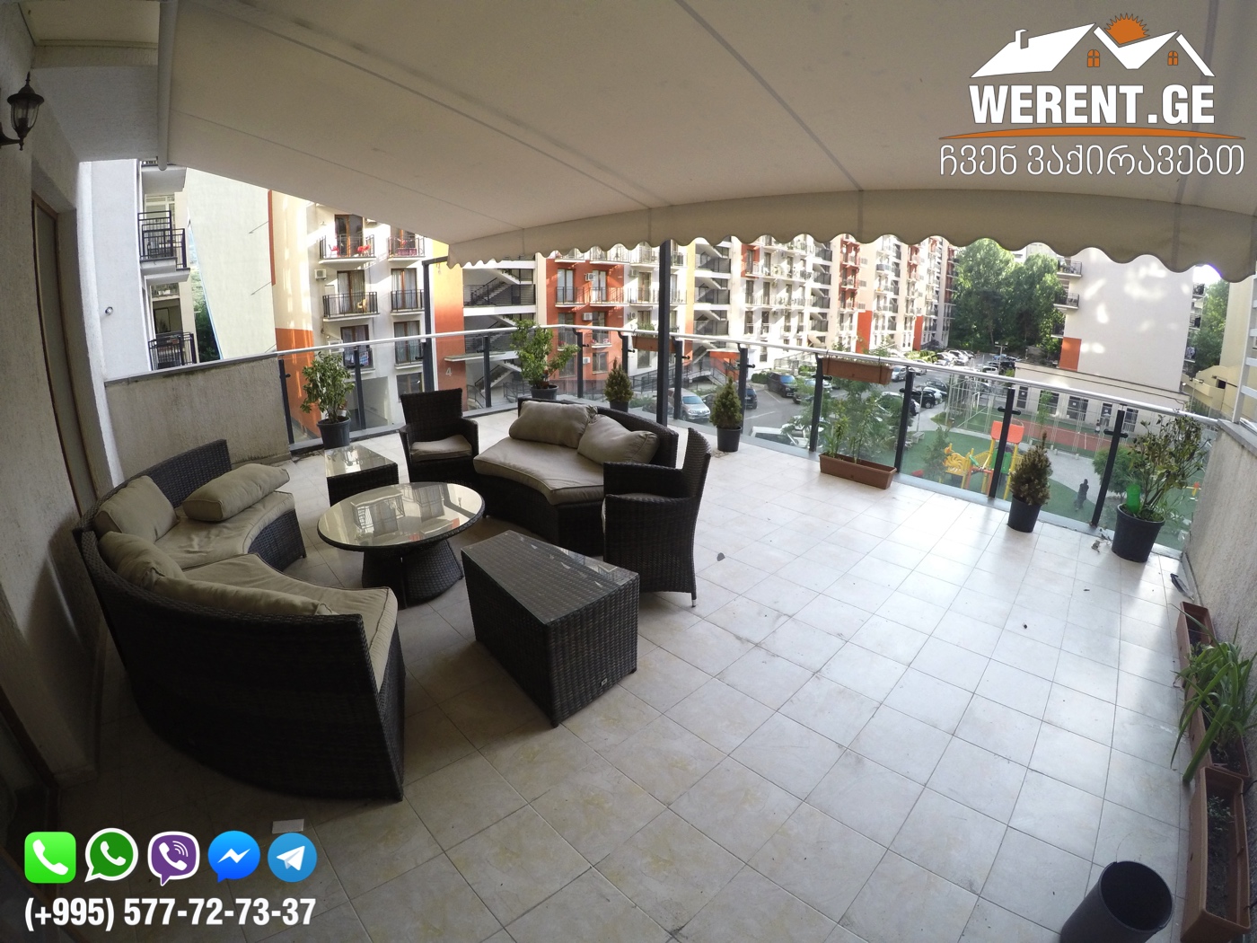 2-Room Big Apartment For Rent with Terrace At M2 Hippodrome, Saburtalo, Tbilisi